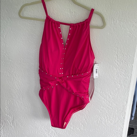 Magicsuit Other - MAGICSUIT NWT Womens Diana Coral Rose Riveted Cinch‎ Waist One Piece Swimsuit 12